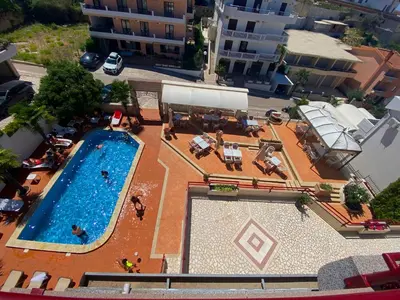 an overhead view of a swimming pool on a building at Hotel Kleopatra in Ulcinj