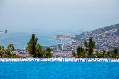 a view of a city from a swimming pool at Villas Adriatic Horizonte in Budva