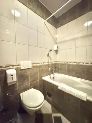 a bathroom with a toilet and a sink and a tub at Contessa Apartments in Budva