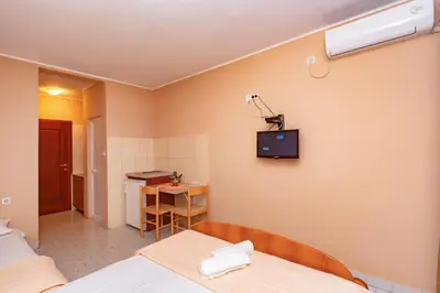a room with a bed and a tv on the wall at Villa Glavanovic in Bar