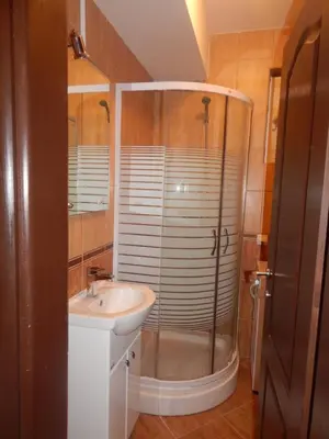 a bathroom with a shower and a sink at Apartment Iv in Kotor