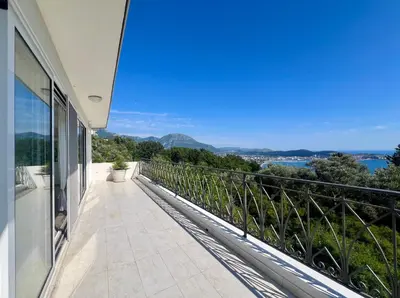 a balcony with a view of the water at Green Villa in Olives in Bar