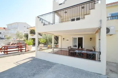 a view of the balcony of a house at Dubravcevic Residence in Tivat