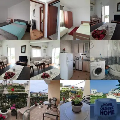 a collage of photos of a kitchen and a house at Šušanj Ilino APARTMAN in Bar