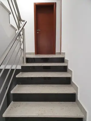 a set of stairs with a wooden door at Apartments Boreta in Budva