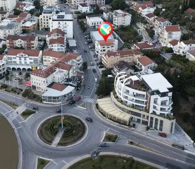 an aerial view of an intersection in a city at Apartments Boreta in Budva