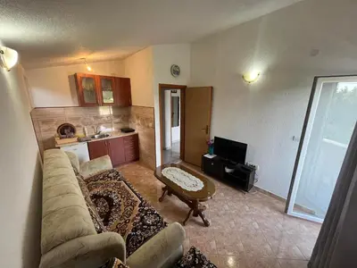 a living room with a couch and a table at Apartmani Joca in Sutomore