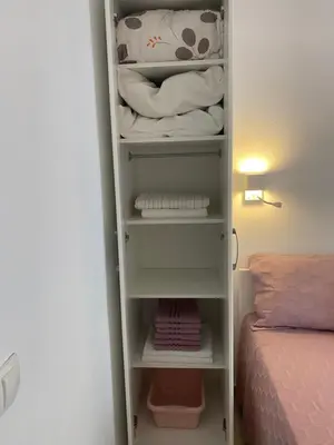 a room with a closet with a bed at Villa Hanna in Ulcinj