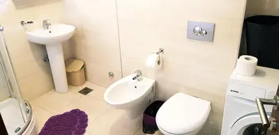 a bathroom with a toilet and a sink at Olimp Lux in Budva