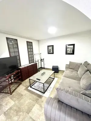 a living room with a couch and a tv at Apartments Harmonija in Budva