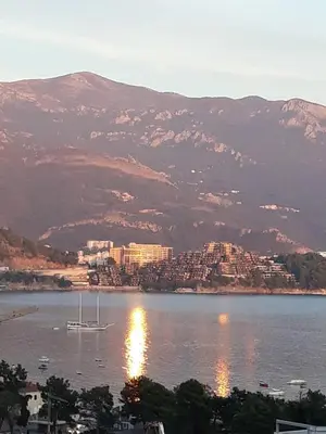 a city on the shore of a body of water at Seaview Paradise Apartment in Budva