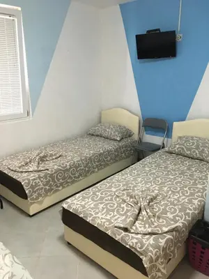 two beds sitting next to each other in a room at Sobe Krin - Smestaj Canj in Čanj