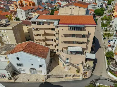 an overhead view of a city with buildings at Azzuro apartments Budva in Budva