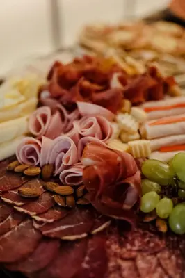 a close up of a plate of food with nuts at Hotel Kalos in Budva