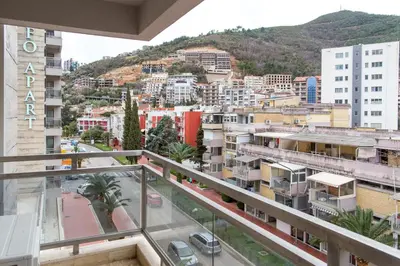 a view from a balcony of a city at Central Budva apartment in Budva