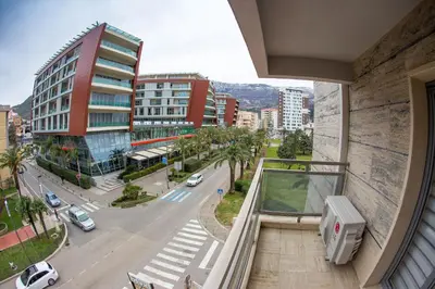 a view of a city from a balcony of a building at Central Budva apartment A10 in Budva