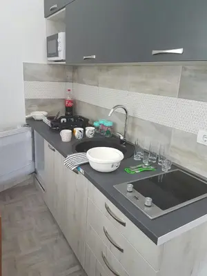 a kitchen with a sink and a counter top at Porto Njeguši A1 in Cetinje