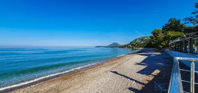 a view of a beach with the ocean at Olav Holiday Apartments Bar in Bar
