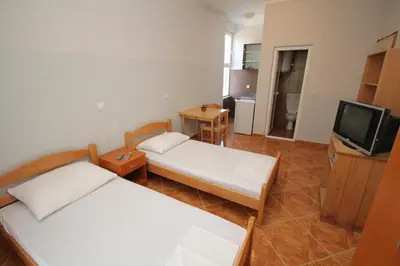 a room with two beds and a television in it at Apartments DEA in Bar