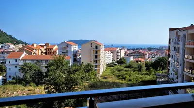 a view of a city from a balcony at Aleksa Lux apartment Budva in Budva