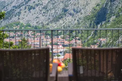 a view of a city from a balcony at Apartments Mezini 11 in Kotor