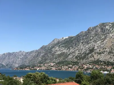a view of a town on the side of a mountain at Villa Lili in Kotor
