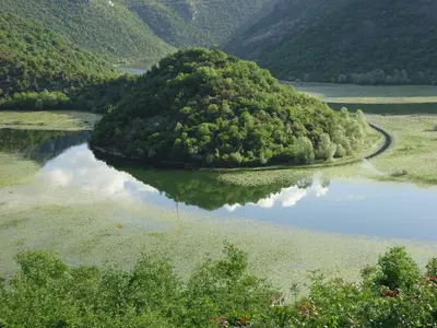 an island in the middle of a river at Hotel Pelikan in Virpazar
