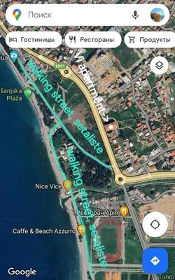 a map of a beach with roads and a freeway at Vi apartment 1lin of the sea in Bar