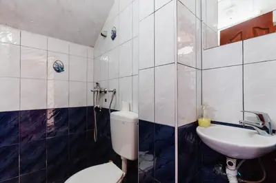a bathroom with a toilet and a sink at Apartments Feniks in Kotor