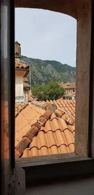 a view from a window of a roof at Biuk in Kotor