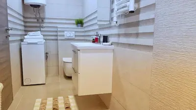 a bathroom with a sink and a toilet at Apartments Nancy in Kotor