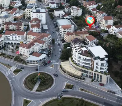 an aerial view of an intersection in a city at Apartments Boreta II in Budva
