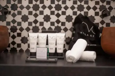 a group of three products sitting on a table at Villa Geba Boutique Hotel in Sveti Stefan