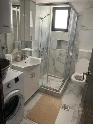 a bathroom with a shower and a toilet and a sink at Apartment Apollo 2 in Kotor