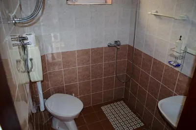 a bathroom with a toilet and a sink at Apartments Lazarević Sutomore in Sutomore