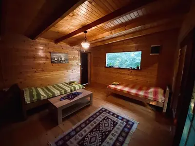 an overhead view of a room in a log cabin at Sojenica Pustolov - Ada Bojana in Ulcinj