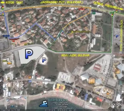 a map of a parking lot with at Apartments Stanivukovic in Budva