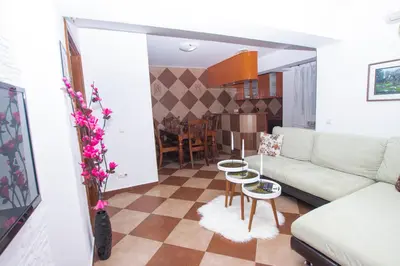a living room with a couch and a table at Lea Apartment in Bar