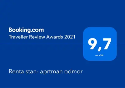 a blue box with the number on it at Renta stan apartman odmor in Podgorica