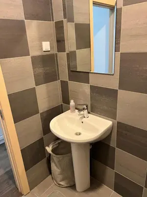 a bathroom with a sink and a mirror at Studio apartment Vukcevic 2 in Podgorica