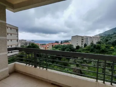 a balcony with a view of a city at Adriatic Horizont Apartment in Petrovac na Moru