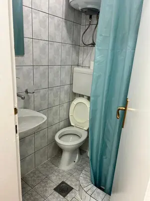 a bathroom with a toilet and a sink at Apartments Jankovic in Podgorica