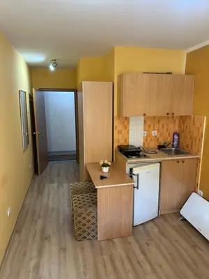 a small kitchen with a sink and a stove at Apartments Bokan in Cetinje