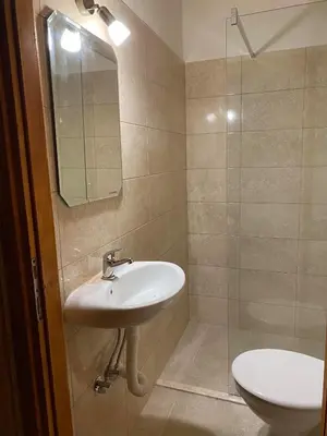 a bathroom with a sink and a glass shower at Ranc Mujica in Bar