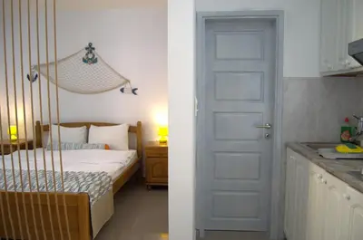 a bedroom with a bed and a hammock in a room at Yeshill Apart & Studio in Budva