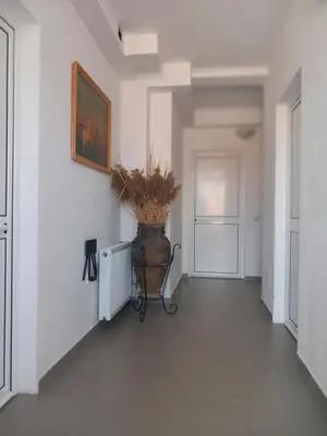 a hallway with a vase of flowers on the wall at Vila Nina Donji Štoj in Ulcinj