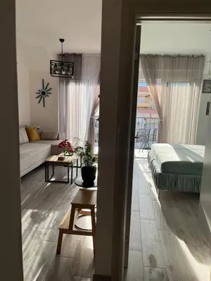 a living room with a bed and a couch at Blue berry apart in Budva