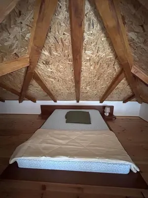 a bedroom with a bed in a attic at Apartments Teona in Bar