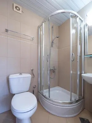 a bathroom with a shower and a toilet and a sink at Sea view Two bedroom Family Apartment with pool - Sunset Ivanovići in Becici