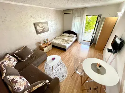 a living room with a couch and a table at Apartments Marina in Becici